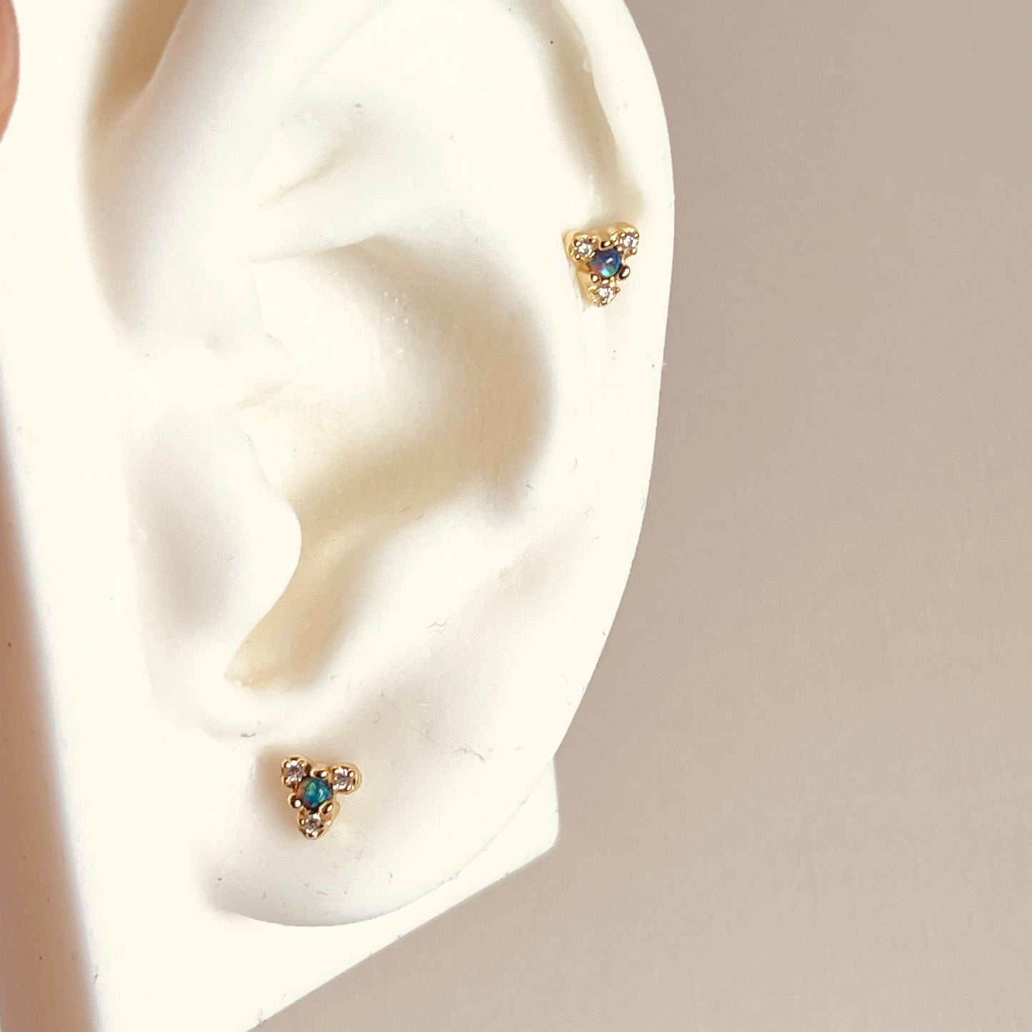 Gold Blue Opal cluster Earrings