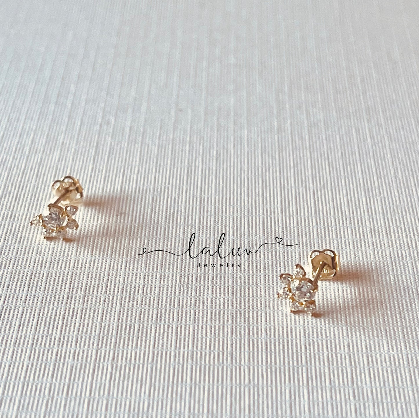 9K Gold Dainty Cz Crown Studs