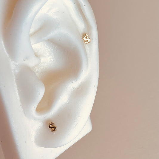 Gold Super Dainty Money $ sign Earrings