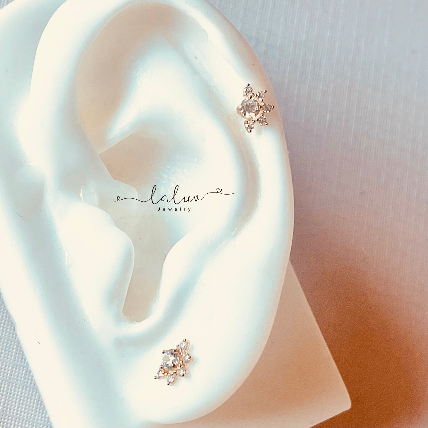 9K Gold Dainty Cz Crown Studs