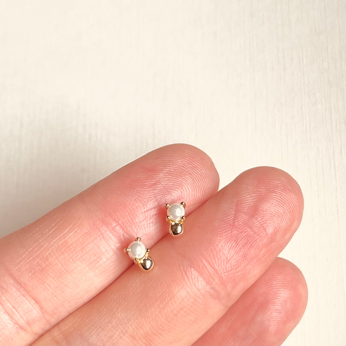 Gold Small Pearl Cluster Ball Earrings