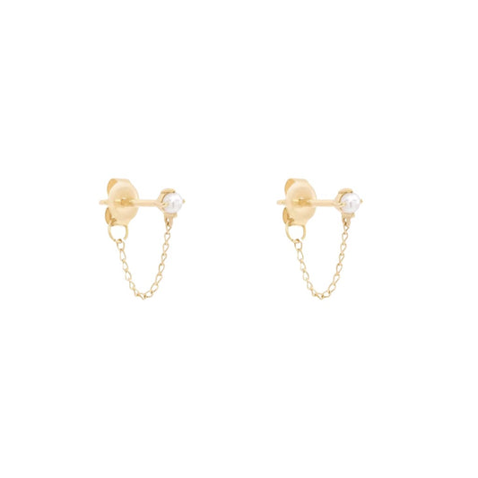 Gold Pearl Chain link Earrings