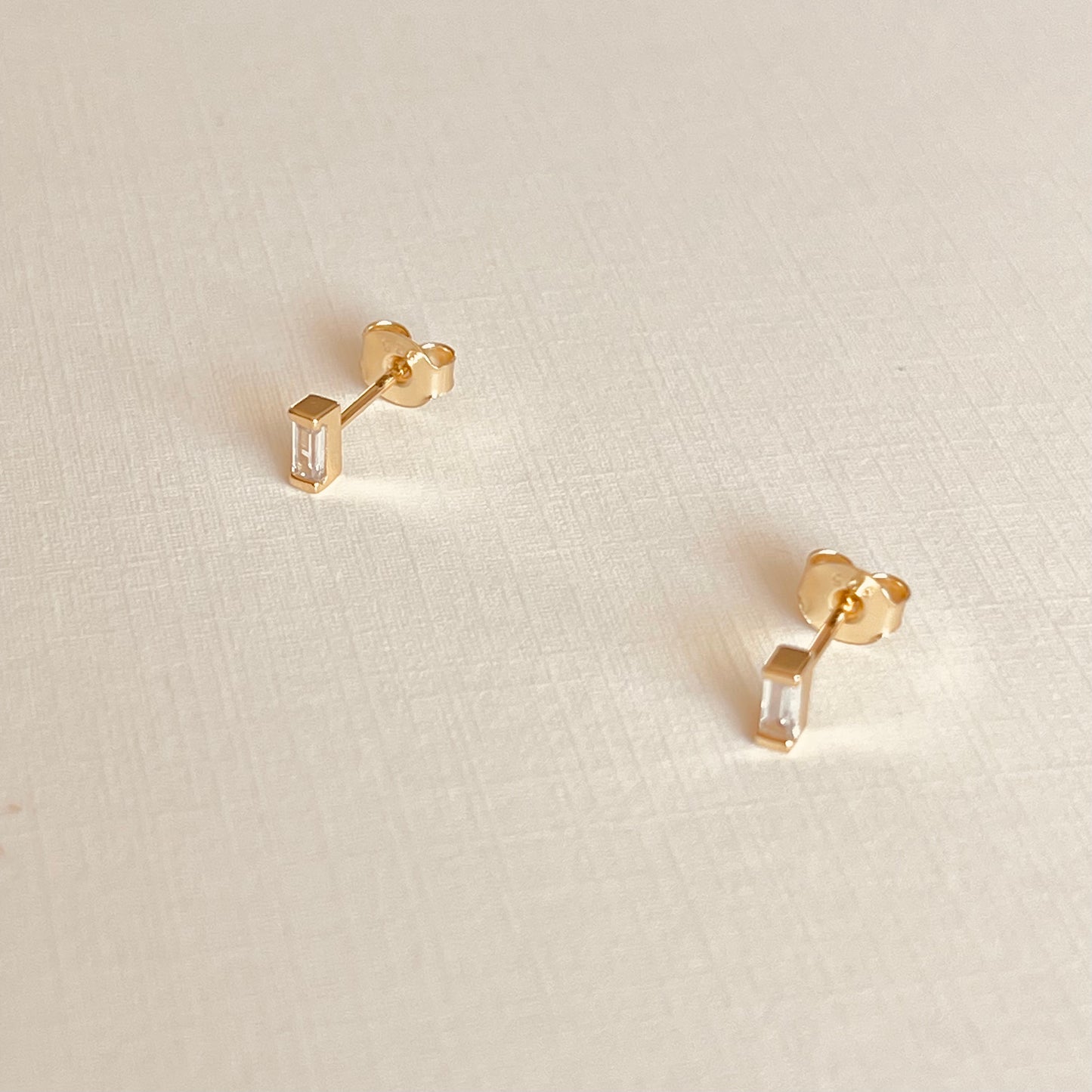 Gold Baguette Stud Earrings