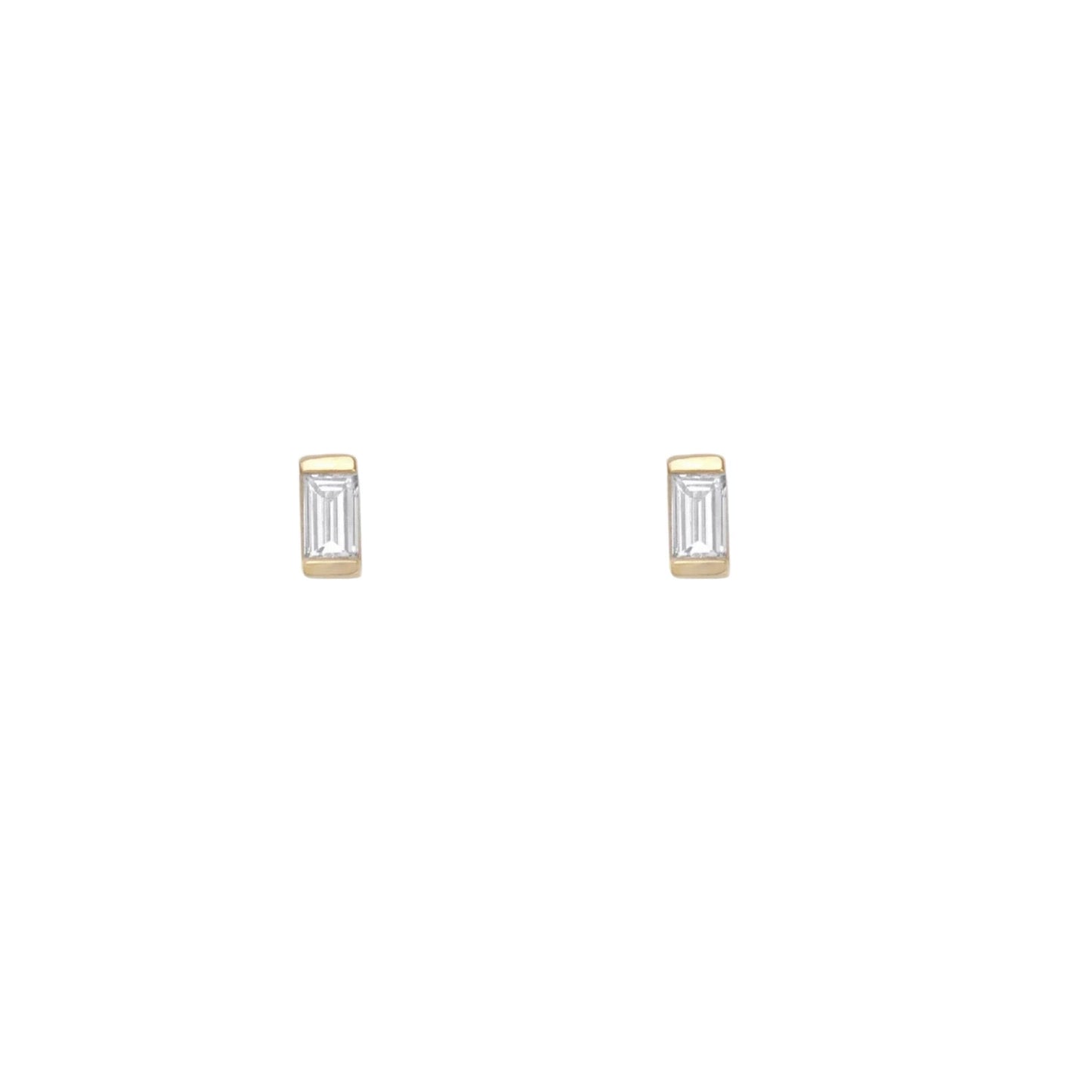 Gold Baguette Stud Earrings