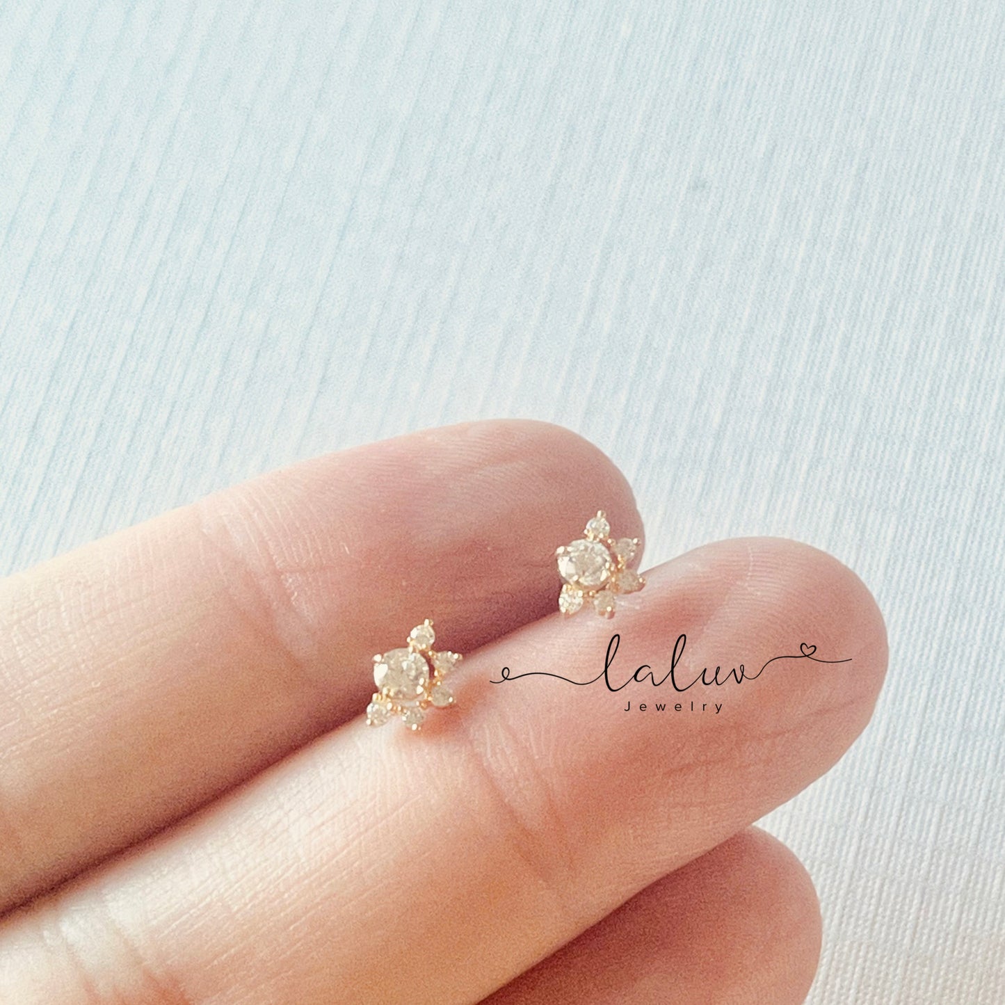 9K Gold Dainty Cz Crown Studs