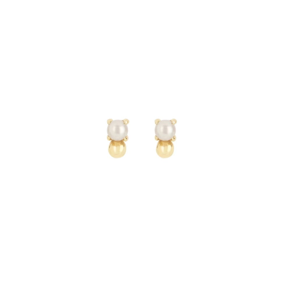 Gold Small Pearl Cluster Ball Earrings