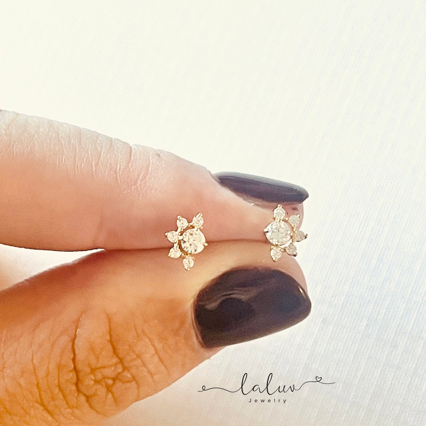 9K Gold Dainty Cz Crown Studs