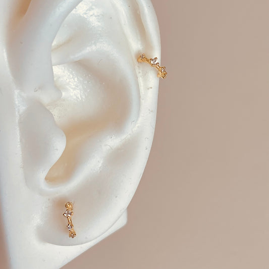 Gold Super Dainty Half hoop Cz Earrings