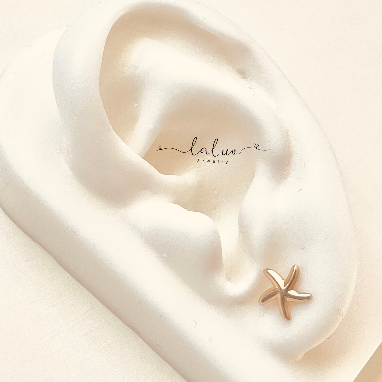 14k Solid Gold Starfish Studs