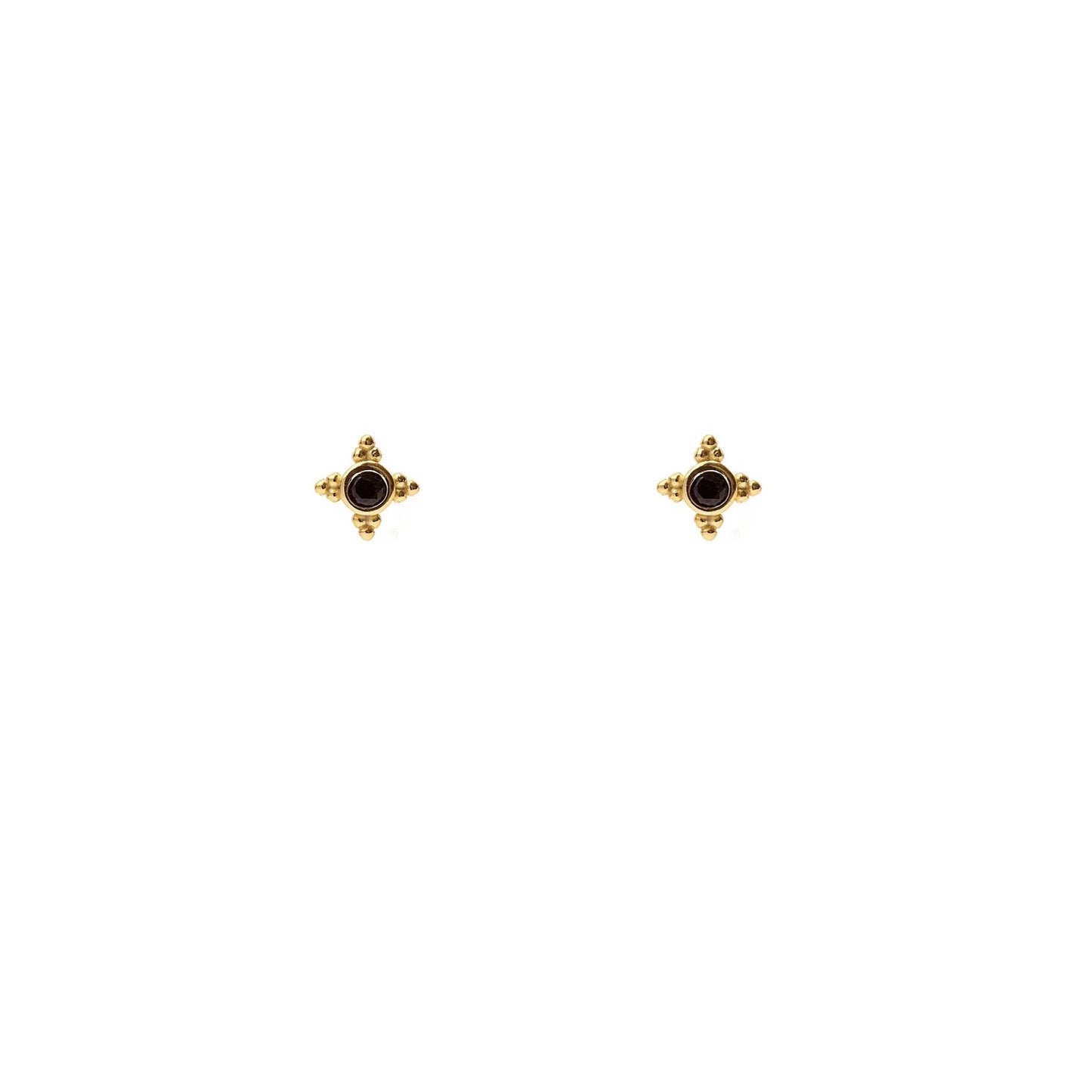 Gold Boho Beaded Black Onyx Earrings