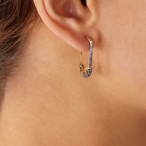 Sapphire Blue Paper Clip Pin Earrings