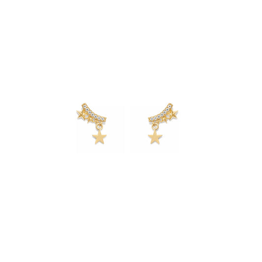 Gold Shooting Star Dangle Stud Earrings